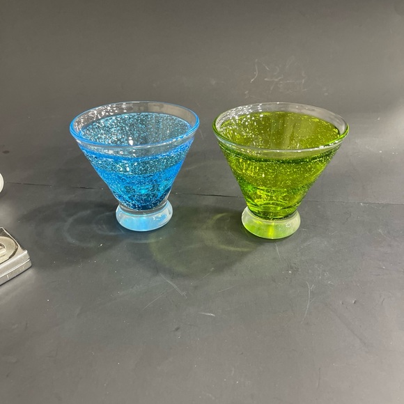 4 Hand Blown Bubble Glass Stemless Martini Anthropologie Glasses - Picture 5 of 10